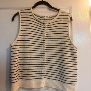 Alex Mill Cream and Black Striped Button-Up Knit Vest